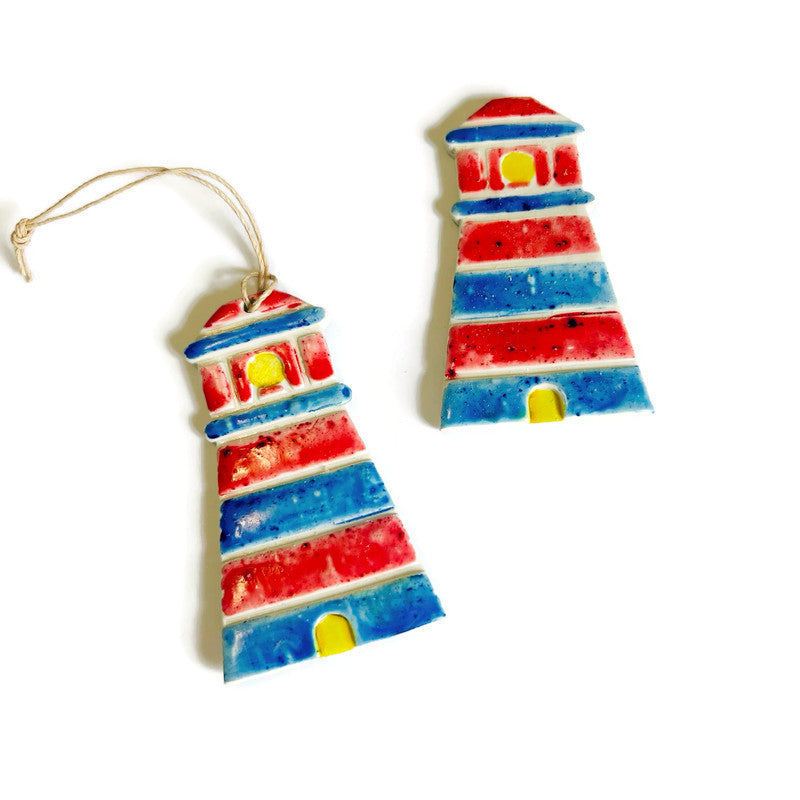Painted Lighthouse Ornament Handmade