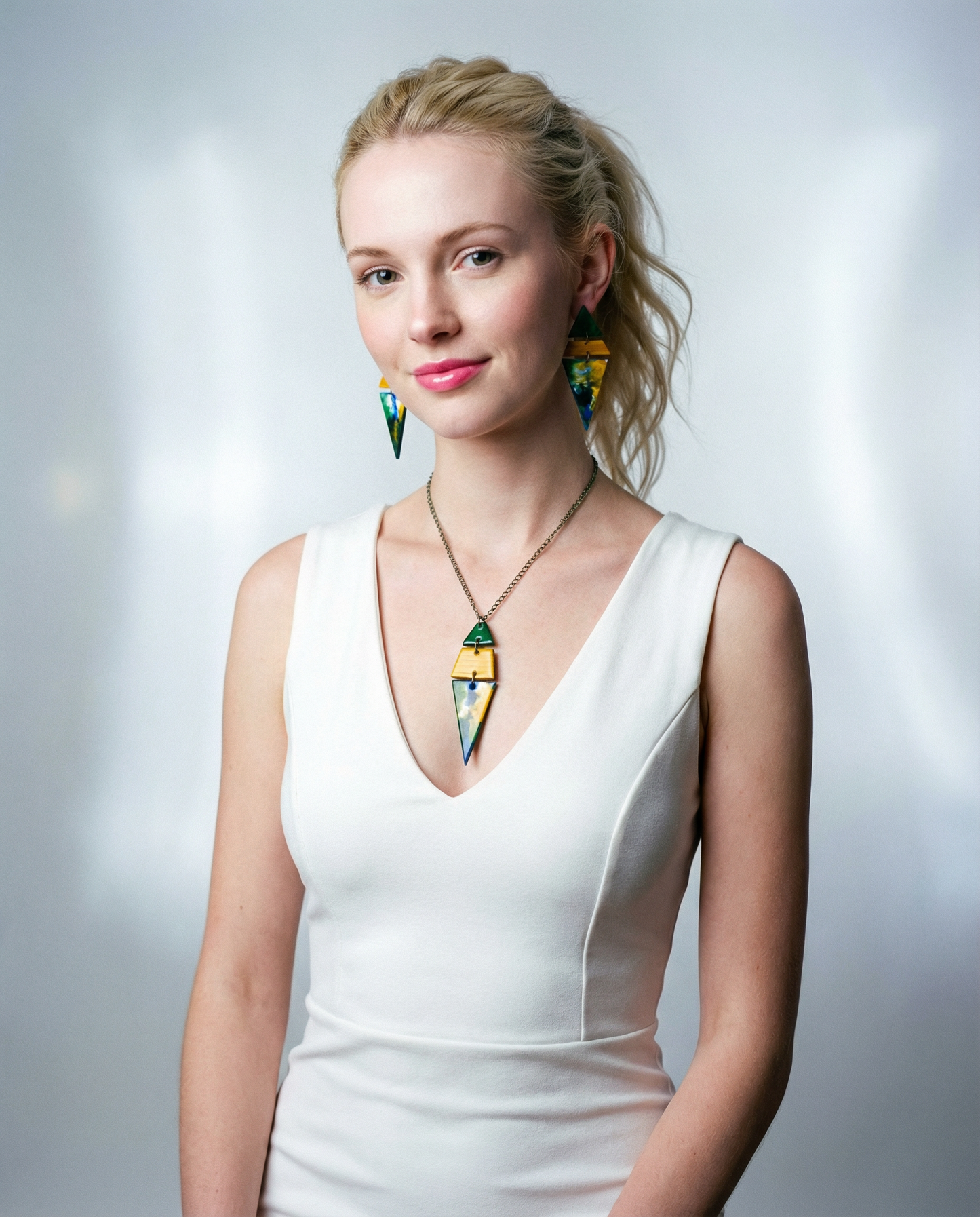 Large Triangle Clip On Earrings Handmade