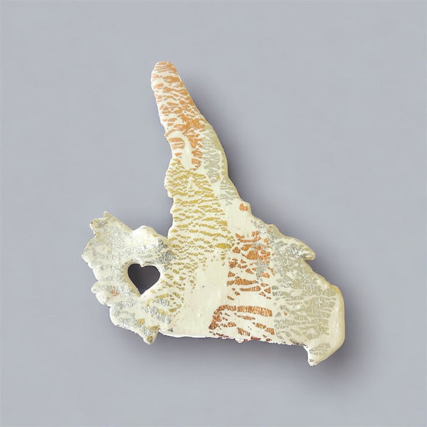 PEI Fridge Magnet Handmade from Clay & Mixed Foil Flakes
