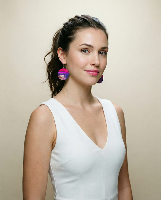 Large Disc Dangle Earrings, Handmade Alcohol Ink – "Megan"