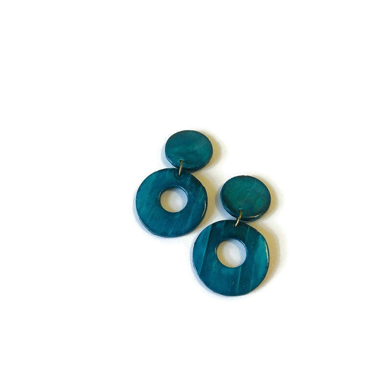 Purple Double Circle Statement Earrings, Post or Clip On – "Trish"