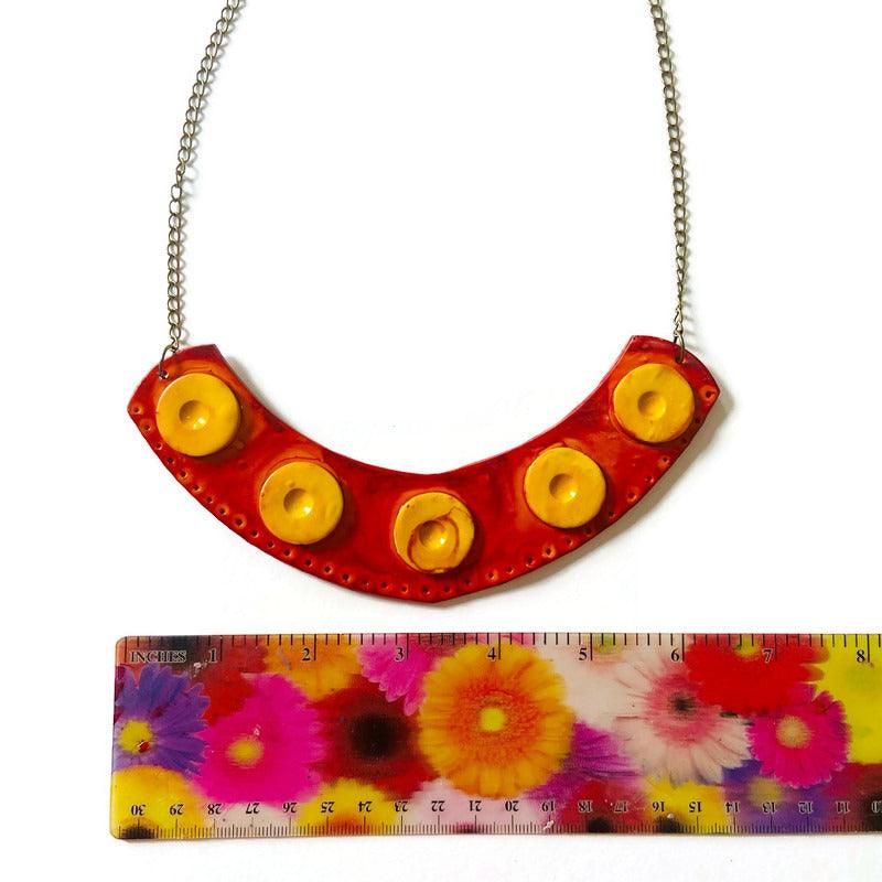 Extra Large Statement Necklace in Burnt Orange, Yellow - Sassy Sacha Jewelry
