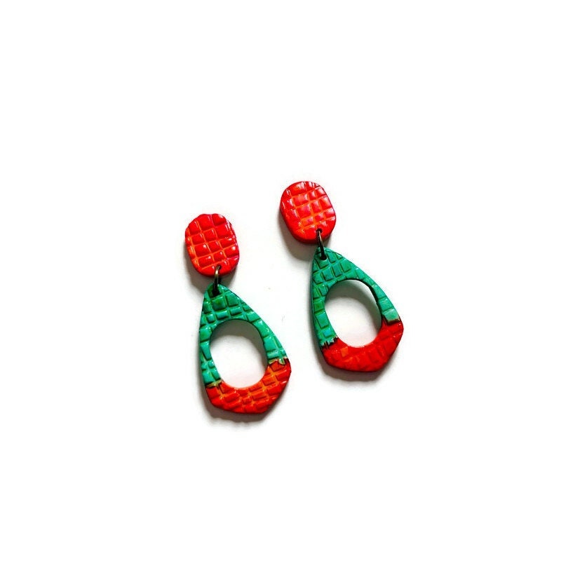 pink and mint teardrop earrings