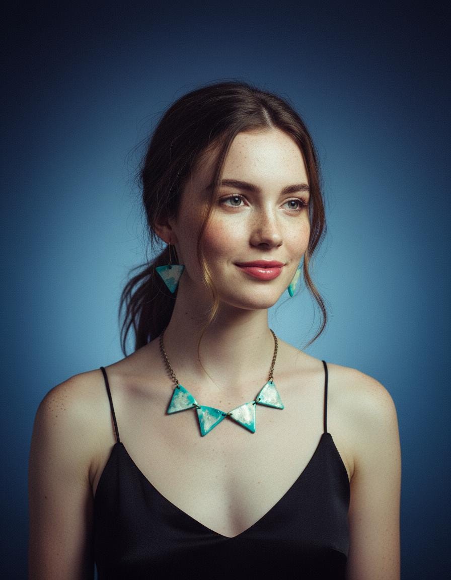 Minimalist Triangle Dangle Earrings in Icy Turquoise Blue & Silver
