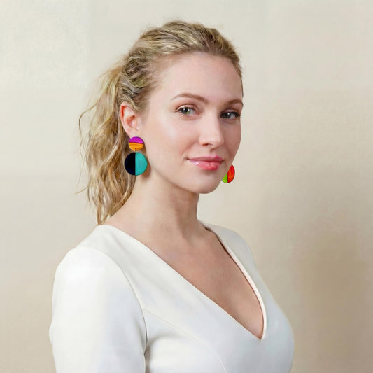 Mismatched Clip On Earrings | Polymer Clay Statement Drops