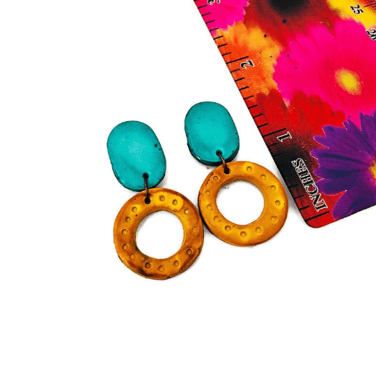 Colorful Linked Circle Statement Necklace Handmade from Clay & Hand Painted - Sassy Sacha Jewelry