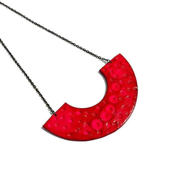 Big Chunky Red Necklace Handmade from Clay - Sassy Sacha Jewelry