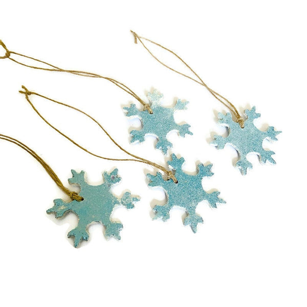 Tiny White Snowflake Ornament Set