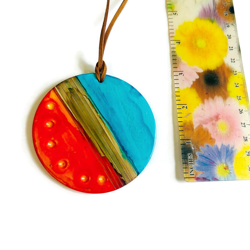 Oversized Disc Pendant Necklace Handmade
