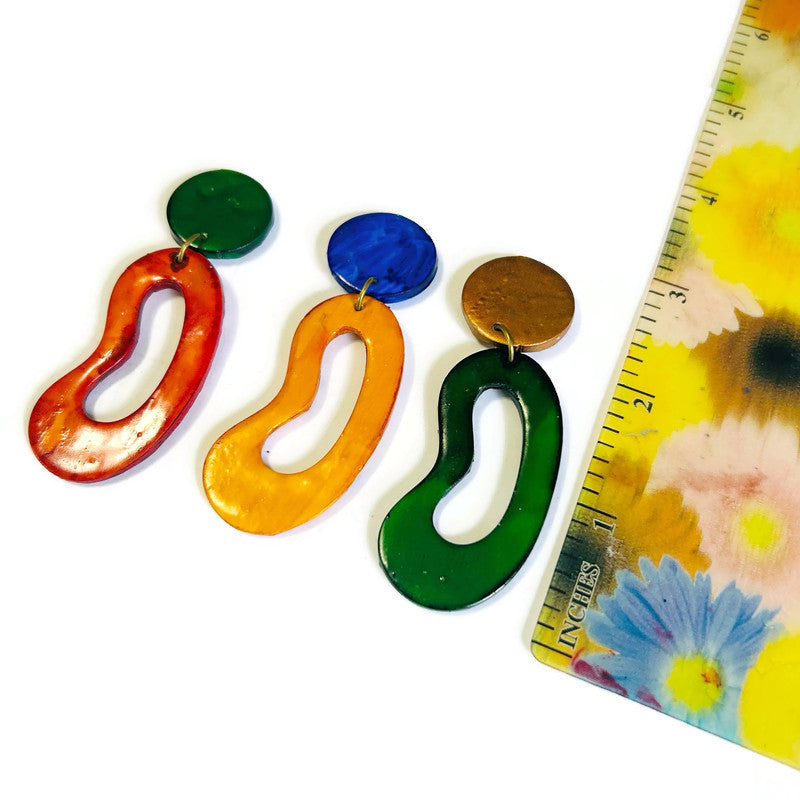 Oval Hoop Statement Earrings Handmade, Post or Clip On