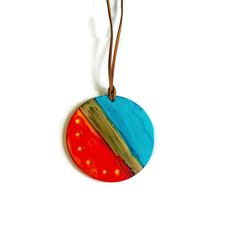 Oversized Disc Pendant Necklace Handmade