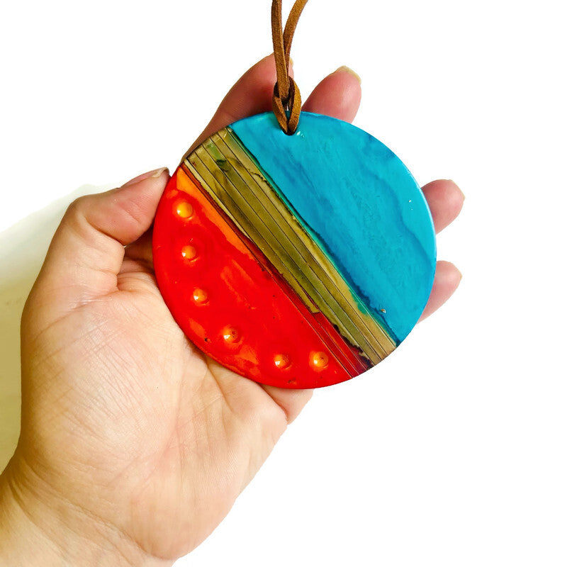 Oversized Disc Pendant Necklace Handmade