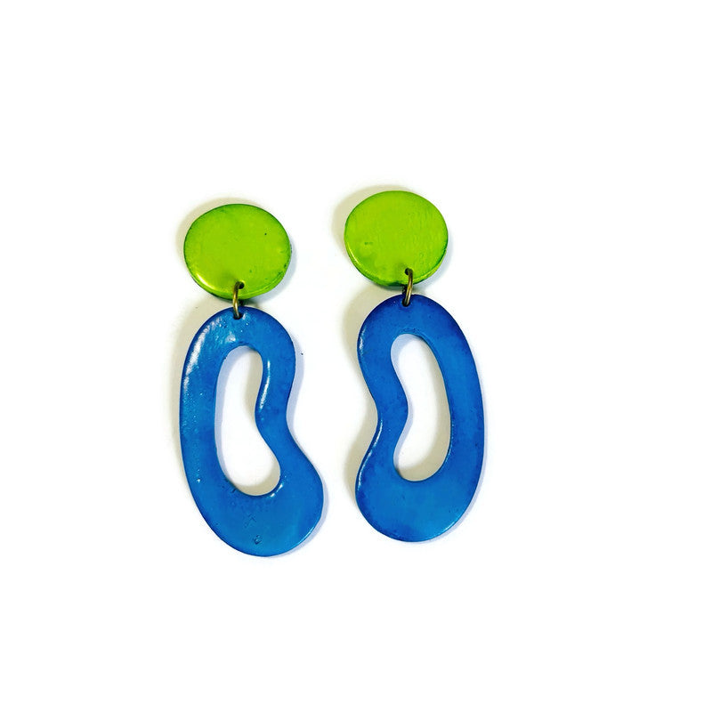 Oval Hoop Statement Earrings Handmade, Post or Clip On