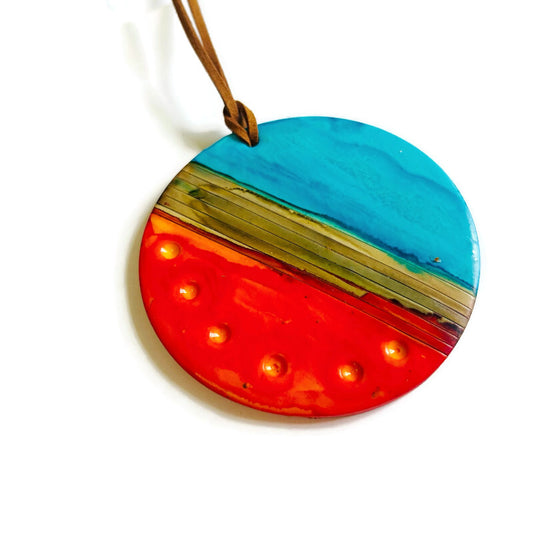 Oversized Disc Pendant Necklace Handmade