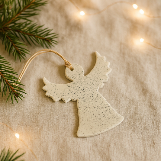 Angel Christmas Ornament Handmade from Clay