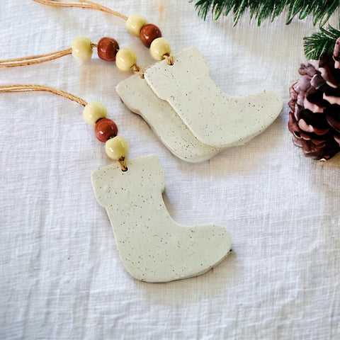 Christmas Stocking Ornament Handmade from Clay & Nova Scotia Beach Sand