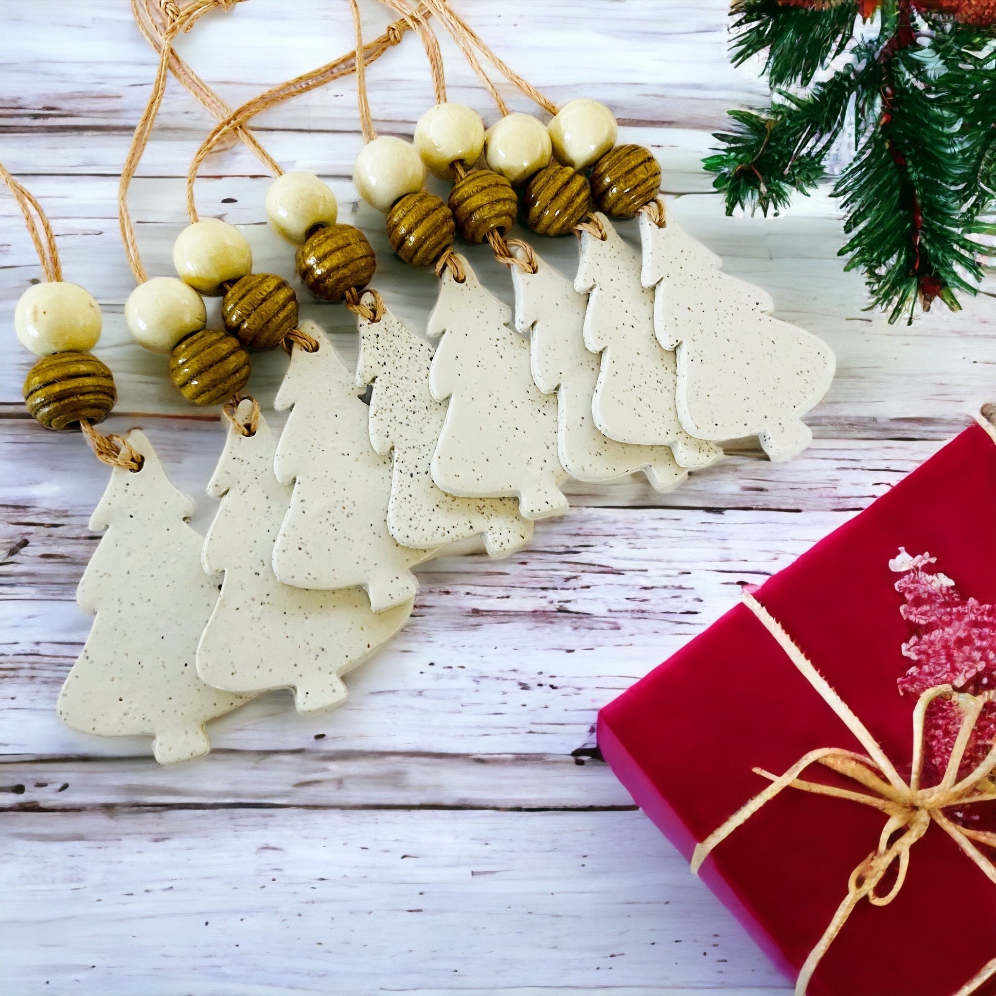 Christmas Tree Shaped Ornament Handmade from Clay & Nova Scotia Beach Sand