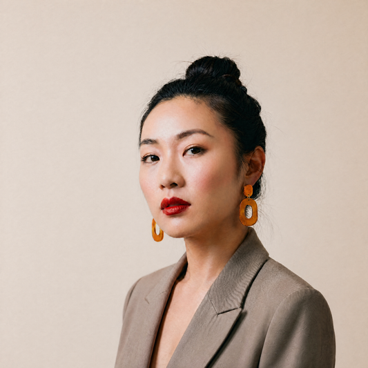 Hand Painted Oval Hoop Statement Earrings, Post or Clip On – "Pam"