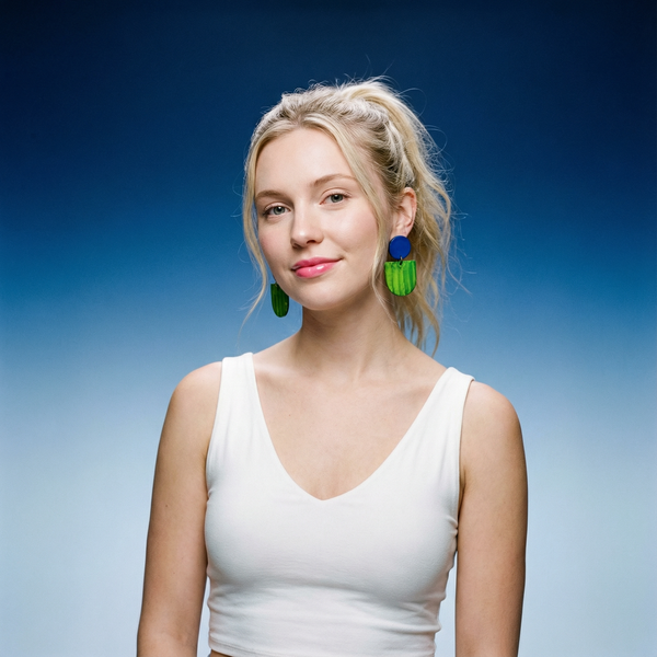 Yellow & Turquoise Clay Statement Earrings- "Emily"