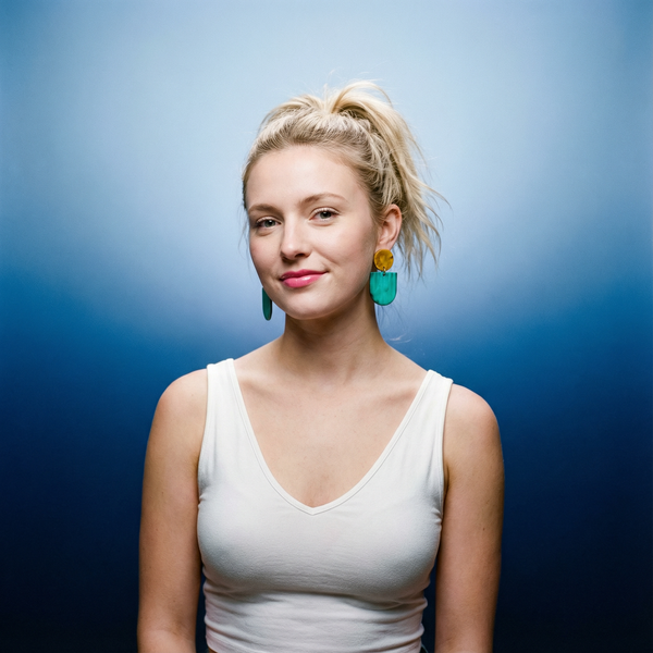 Bright Blue & Green Clay Statement Earrings- "Emily"