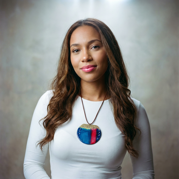 Abstract Blue Circle Pendant Necklace