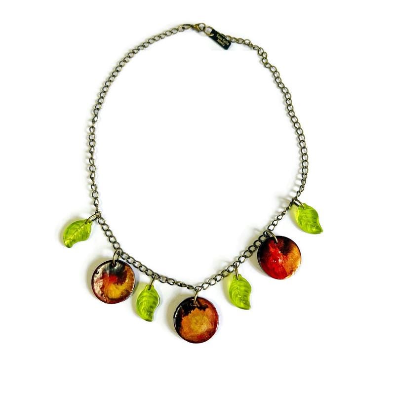 Handmade Autumn Leaf Charm Necklace Handmade