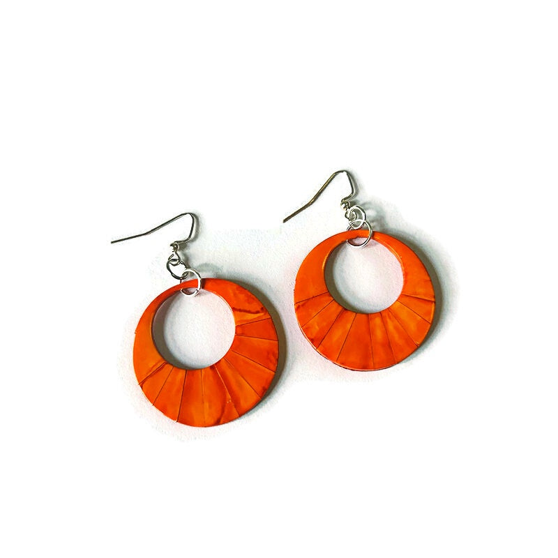 Blue Circle Statement Earrings Handmade- "Mandi"