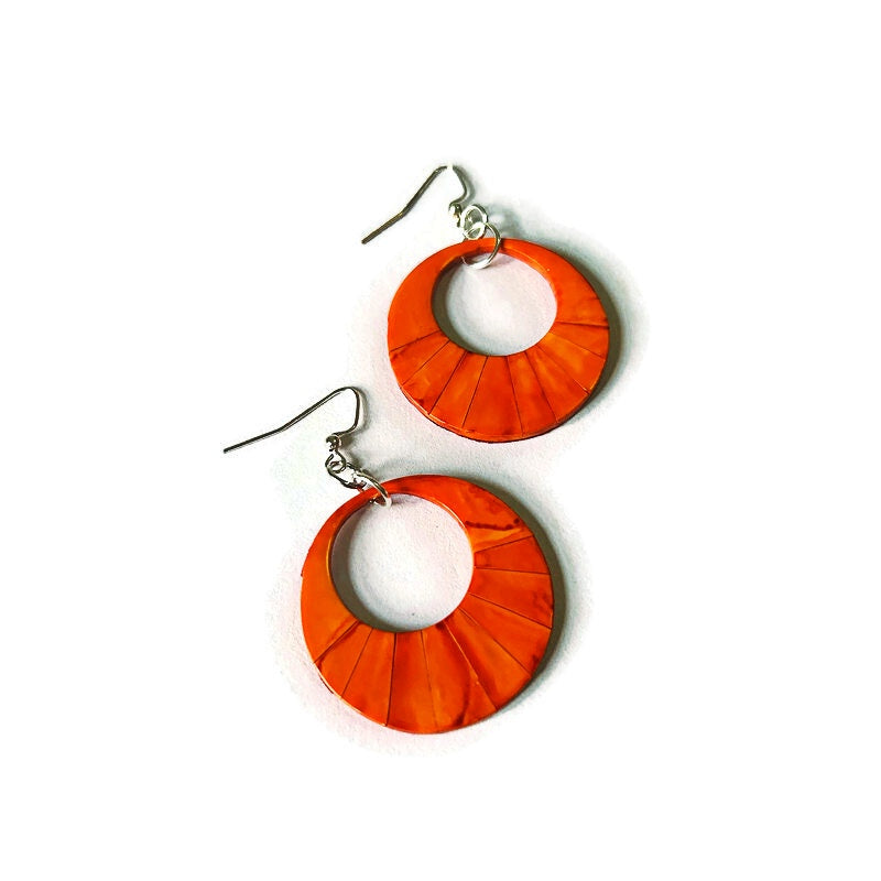 Blue Circle Statement Earrings Handmade- "Mandi"