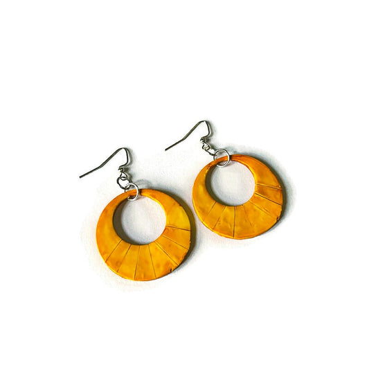 Yellow Hoop Statement Earrings Handmade- "Mandi"