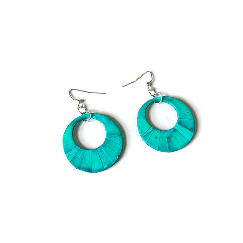 Blue Circle Statement Earrings Handmade- "Mandi"