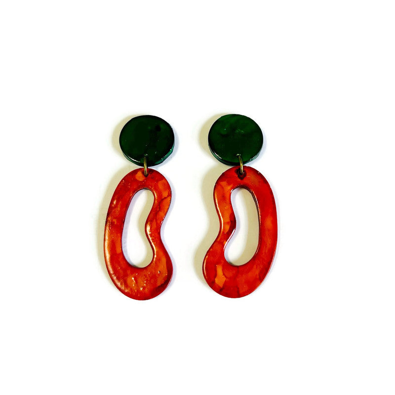 Oval Hoop Statement Earrings Handmade, Post or Clip On