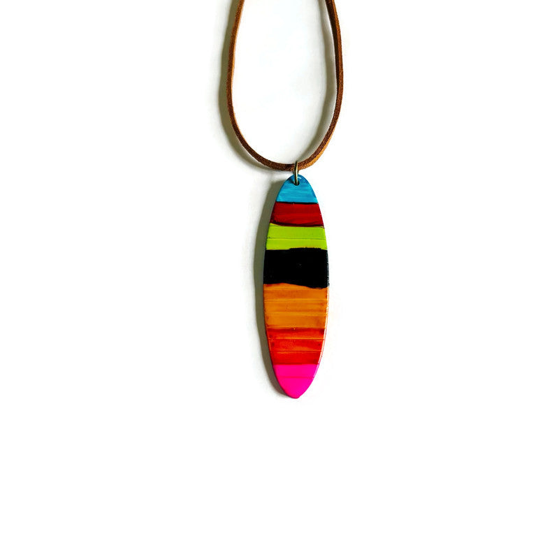 Multicolor Striped Pendant Necklace Handmade