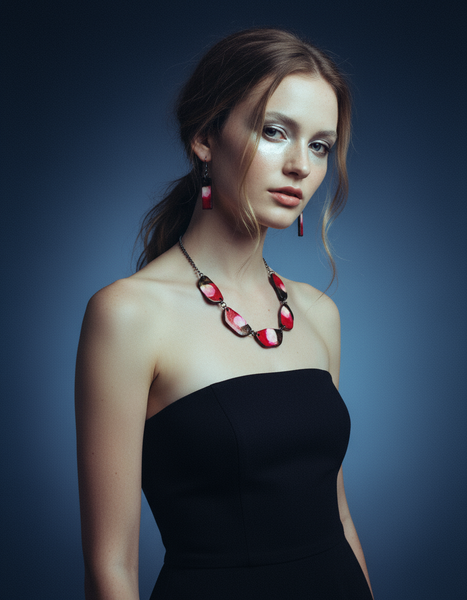 Dainty Bar Earrings in Red Brown & White