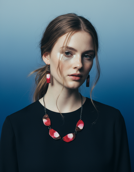 Clay Beaded Necklace & Bar Earrings