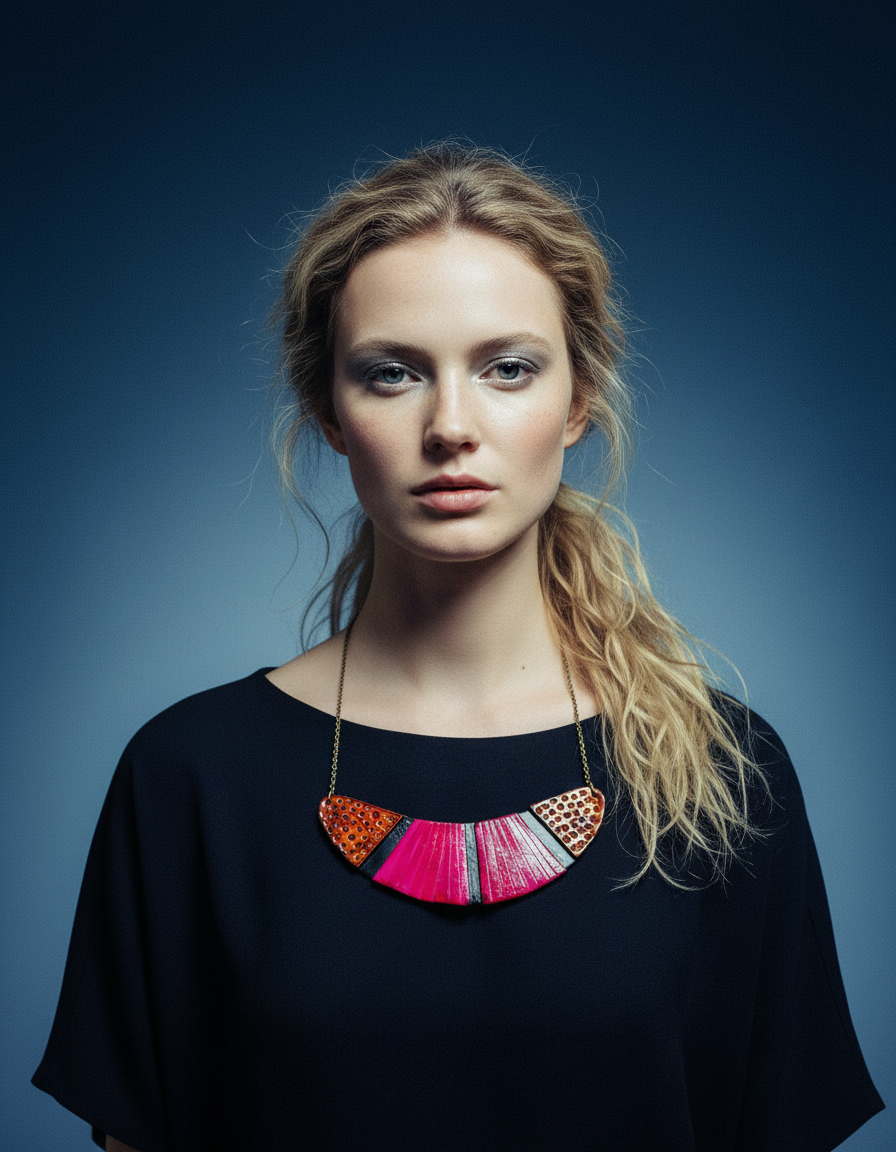 Bohemian Statement Necklace in Fuchsia, Yellow & Black