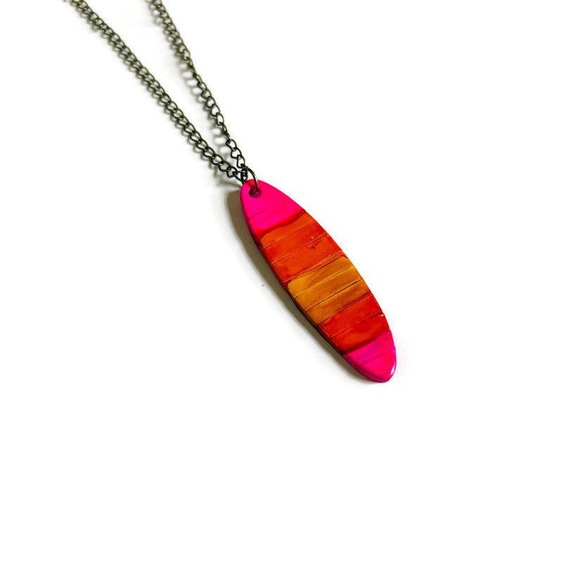Ombre Striped Pendant Necklace Handmade