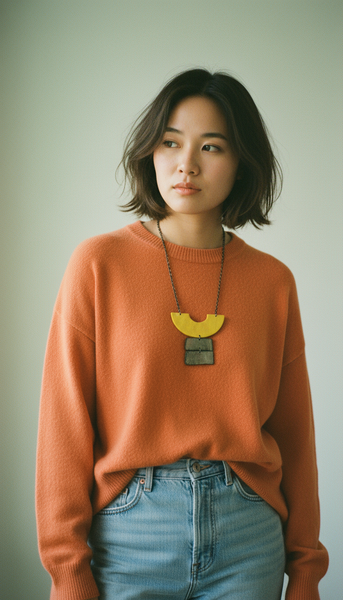 Modern Statement Necklace in Black & Gold