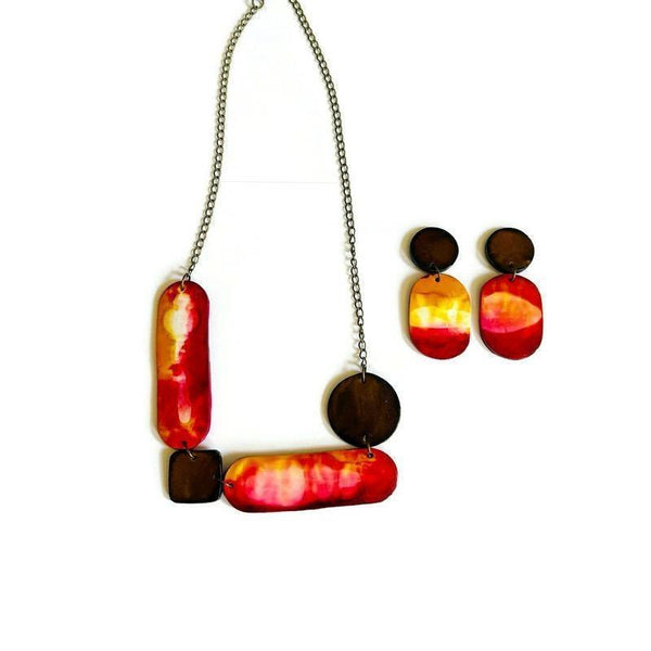 Abstract Earth Tone Jewelry Set - Sassy Sacha Jewelry