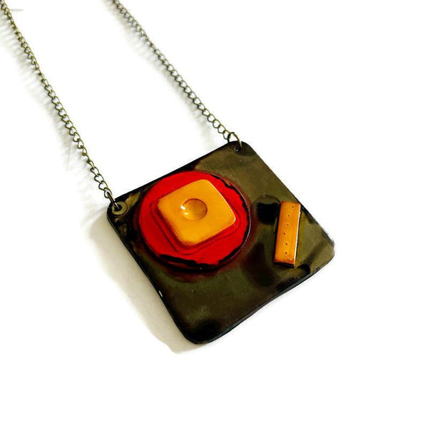 Abstract Geometric Pendant Necklace Handmade - Sassy Sacha Jewelry