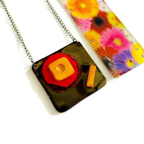 Abstract Geometric Pendant Necklace Handmade - Sassy Sacha Jewelry