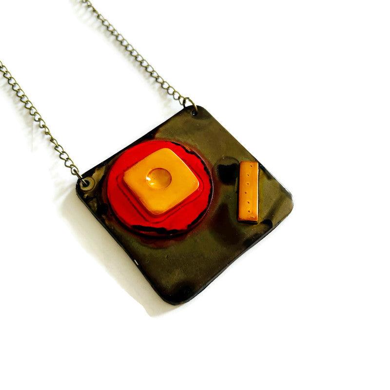 Abstract Geometric Pendant Necklace Handmade - Sassy Sacha Jewelry