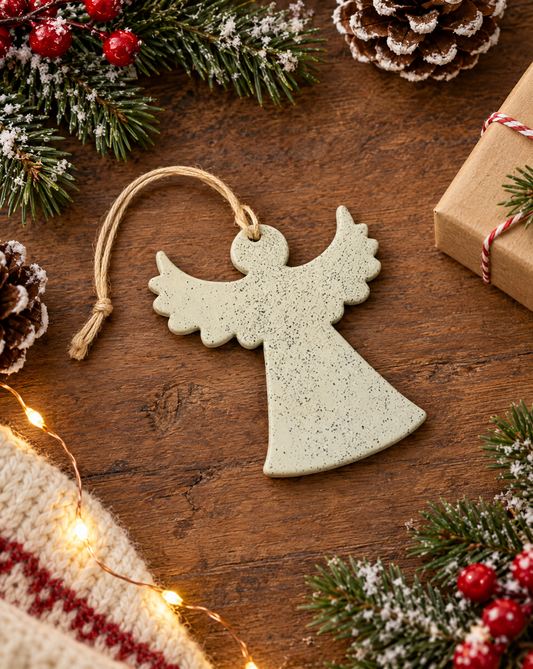 Angel Christmas Ornament Handmade from Clay