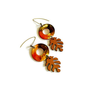 Autumnal Statement Earrings with Leaf Charm - Sassy Sacha Jewelry