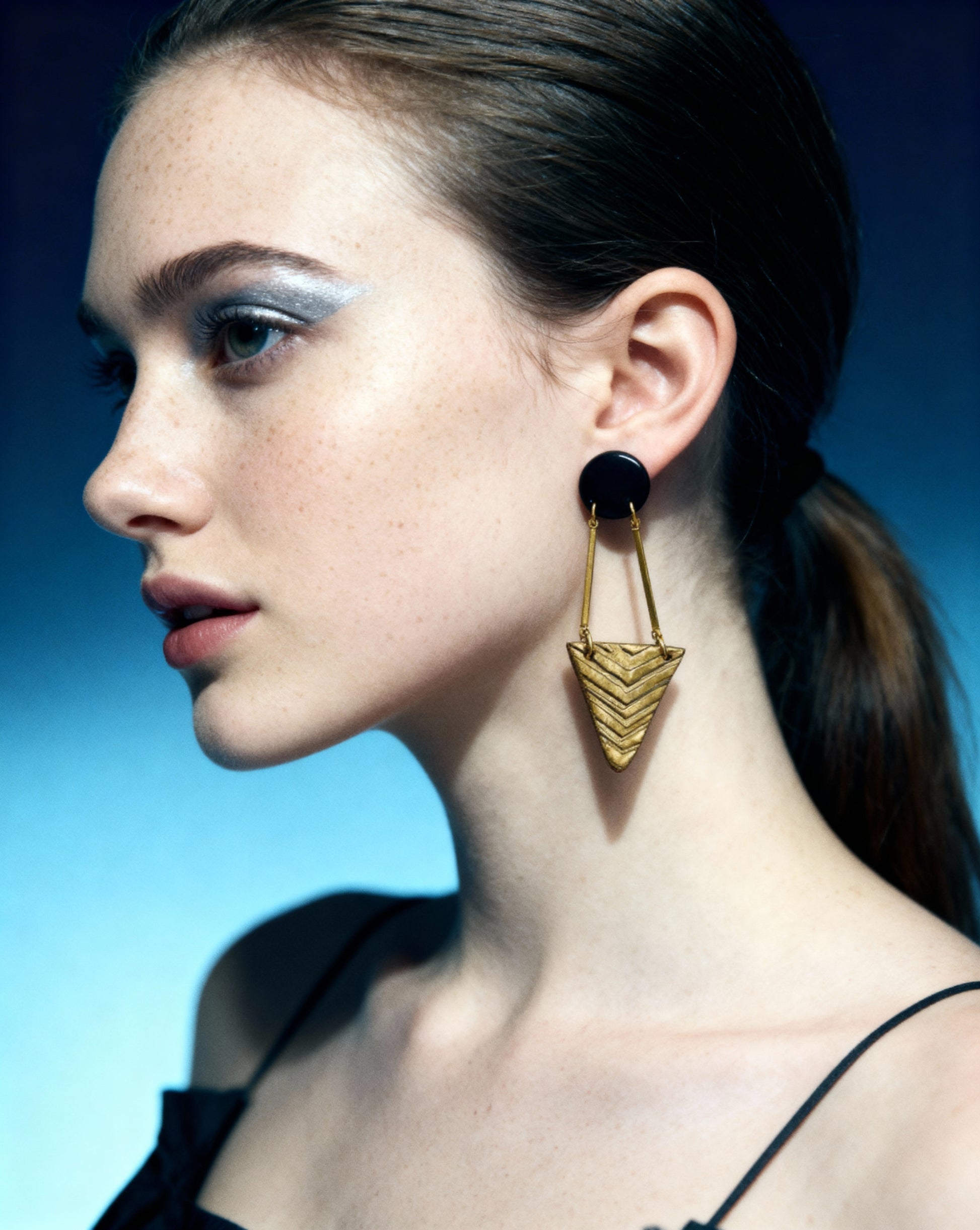 black and gold geometric earrings handmade