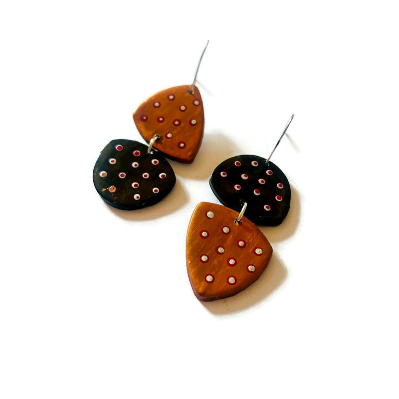 Black & Copper Mismatched Dangle Earrings