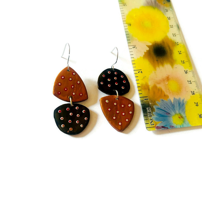 Black & Copper Mismatched Dangle Earrings