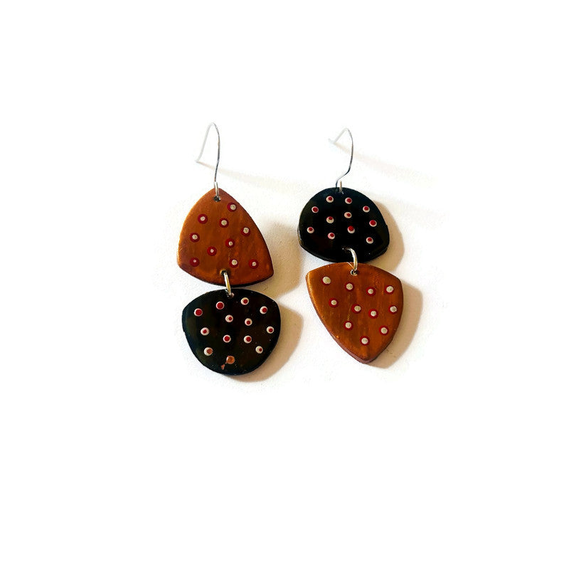 Black & Copper Mismatched Dangle Earrings