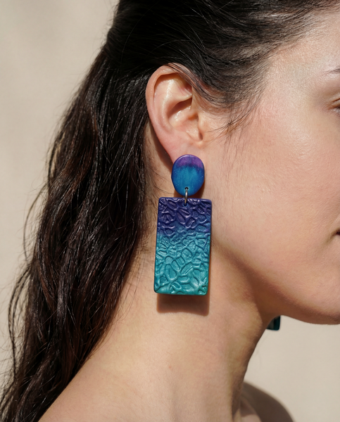 Colorful Textured Statement Earrings- "Billy"
