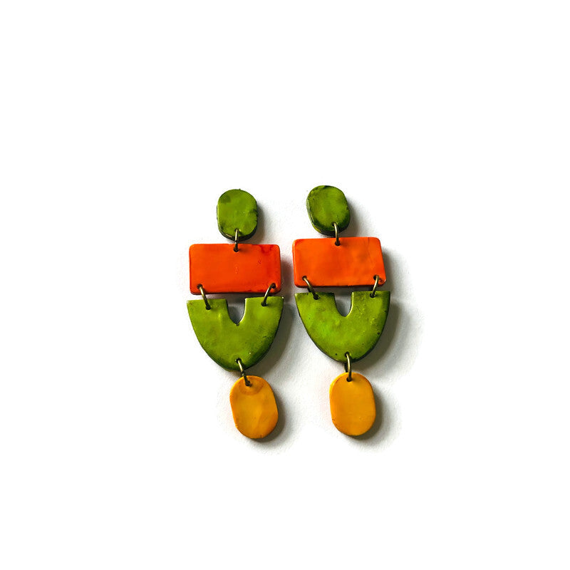 Extra Large Red Clip On Earrings Handmade "Lee"