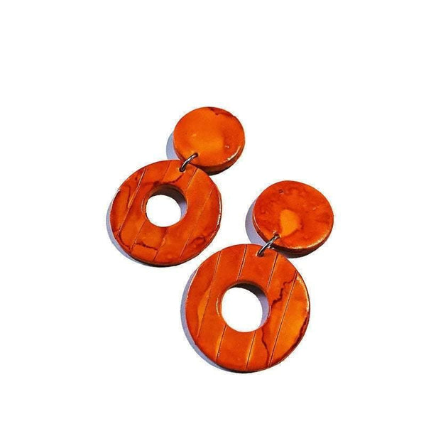 Bright Orange Clip On Earrings Handmade- "Trish" - Sassy Sacha Jewelry